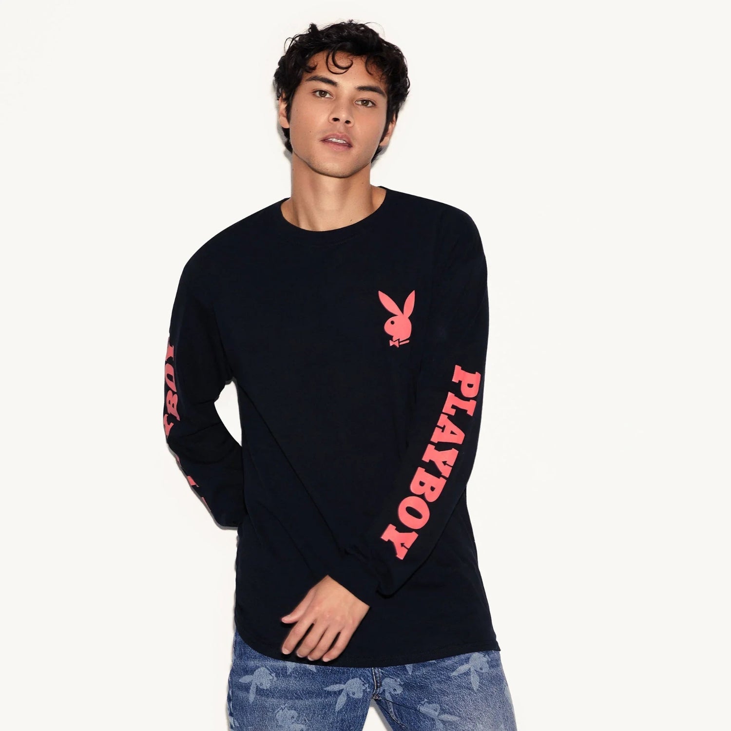 Playboy Masthead maglia maniche lunghe bianca cotone