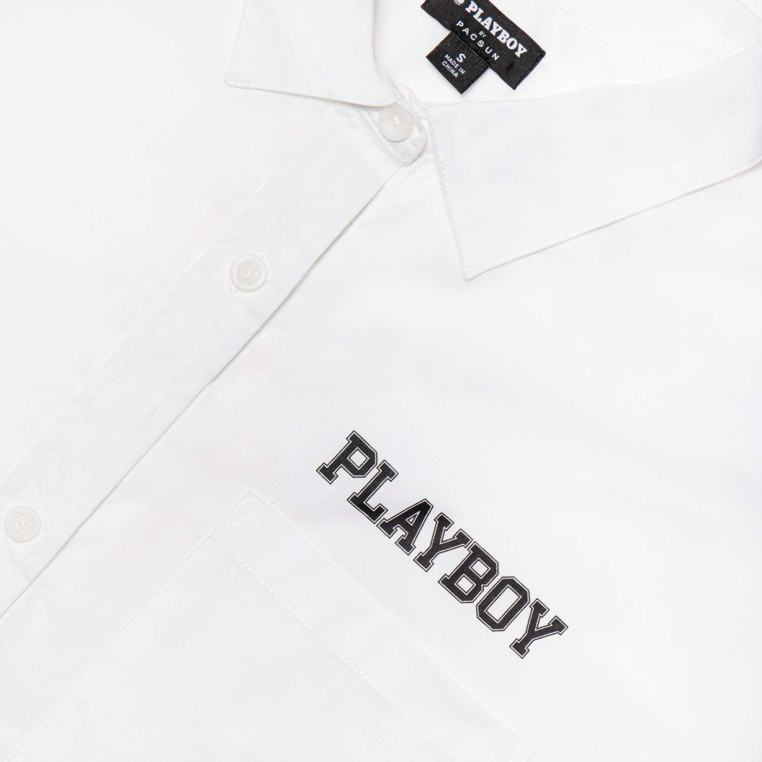 Playboy Boyfriend Button Down camicia bianca oversize