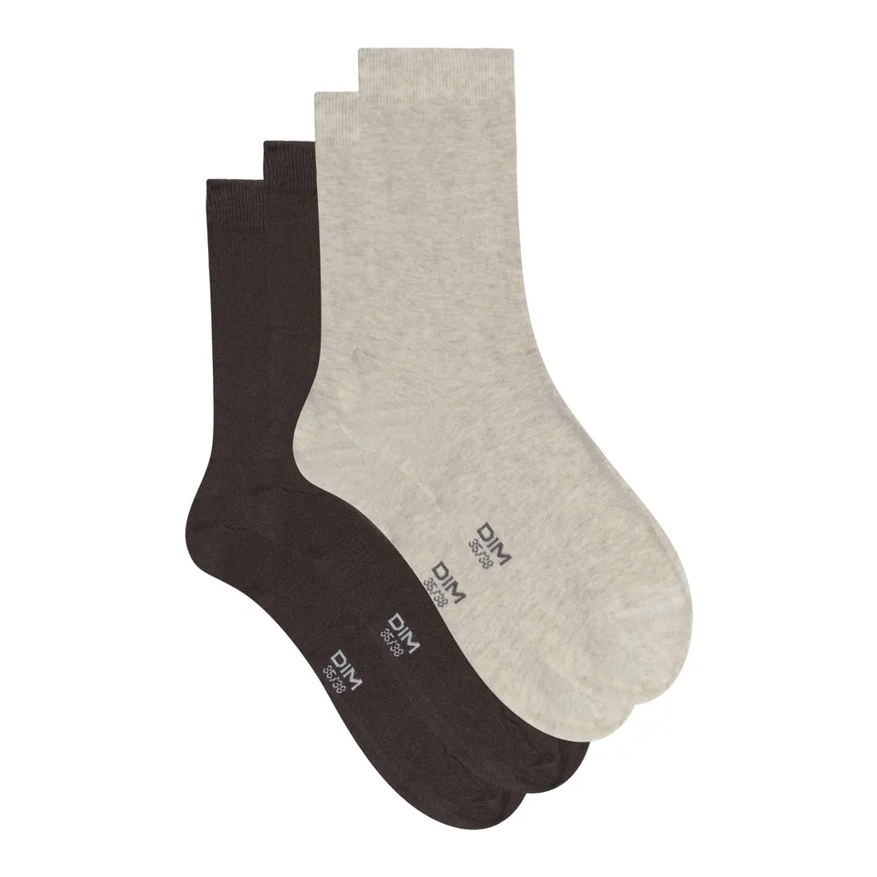 DIM Cotone calzini donna x2 ebene beige tallone rinforzato