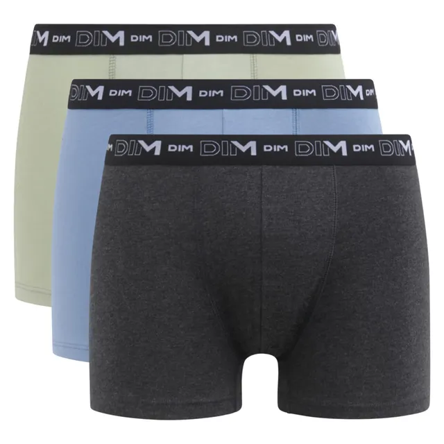 DIM boxer uomo M verde blu cotone elasticizzato x3