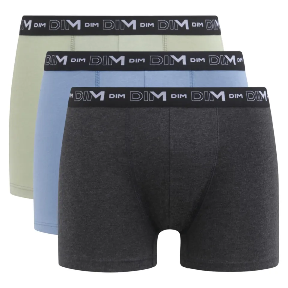 DIM boxer uomo M verde blu cotone elasticizzato x3