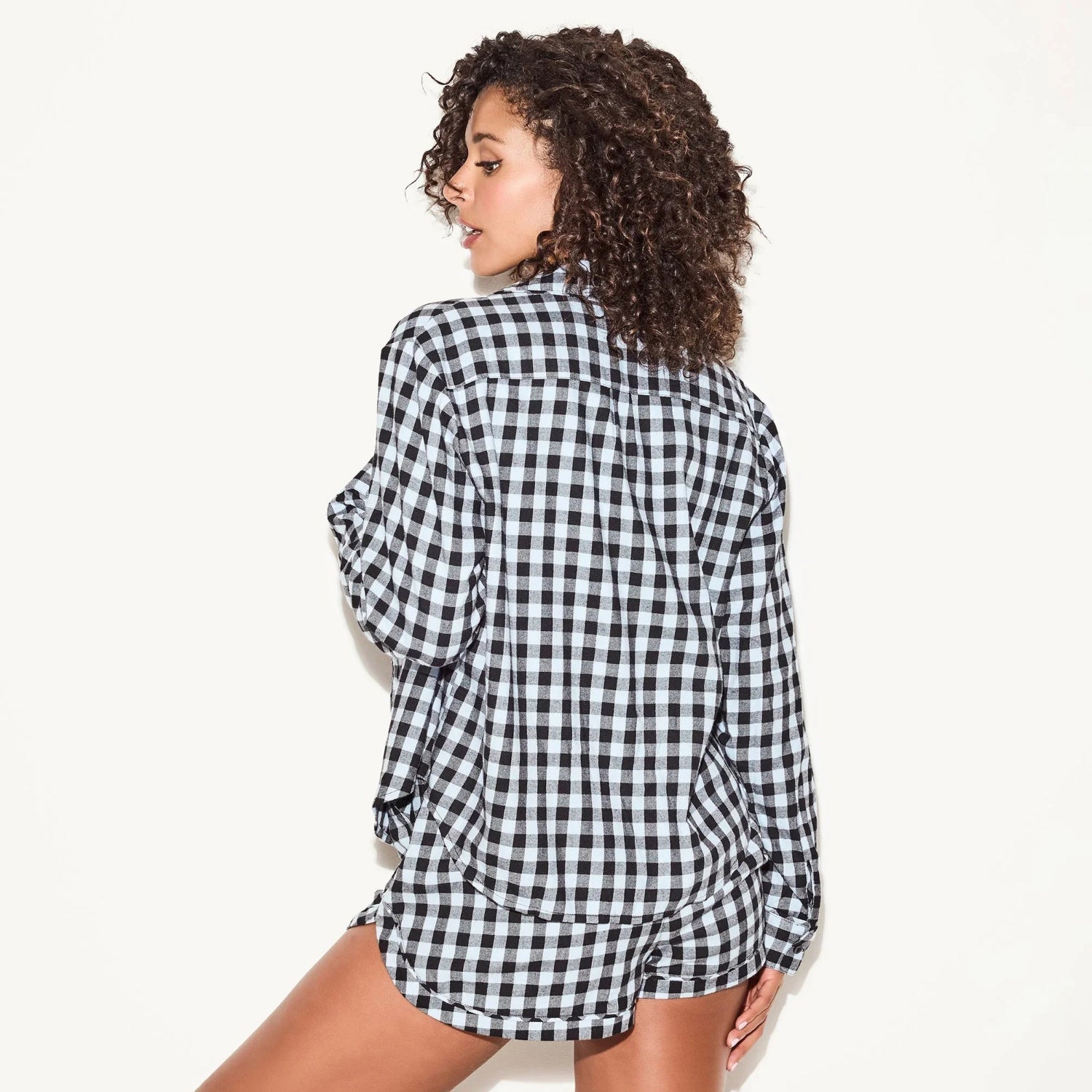 Playboy Flannel camicia da notte quadri blu cotone