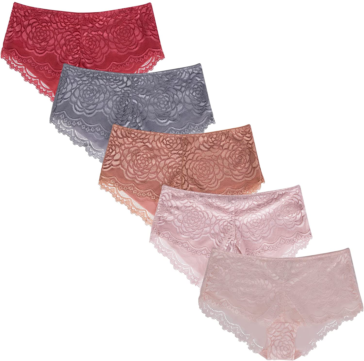 René Rofé Floral Lace Hipster slip pizzo 5 pezzi rosa