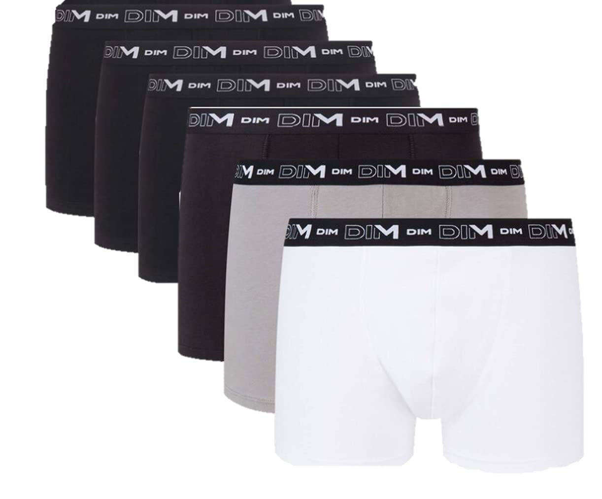 DIM Essential Boxer Uomo Cotone 6 Pezzi Nero Traspirante