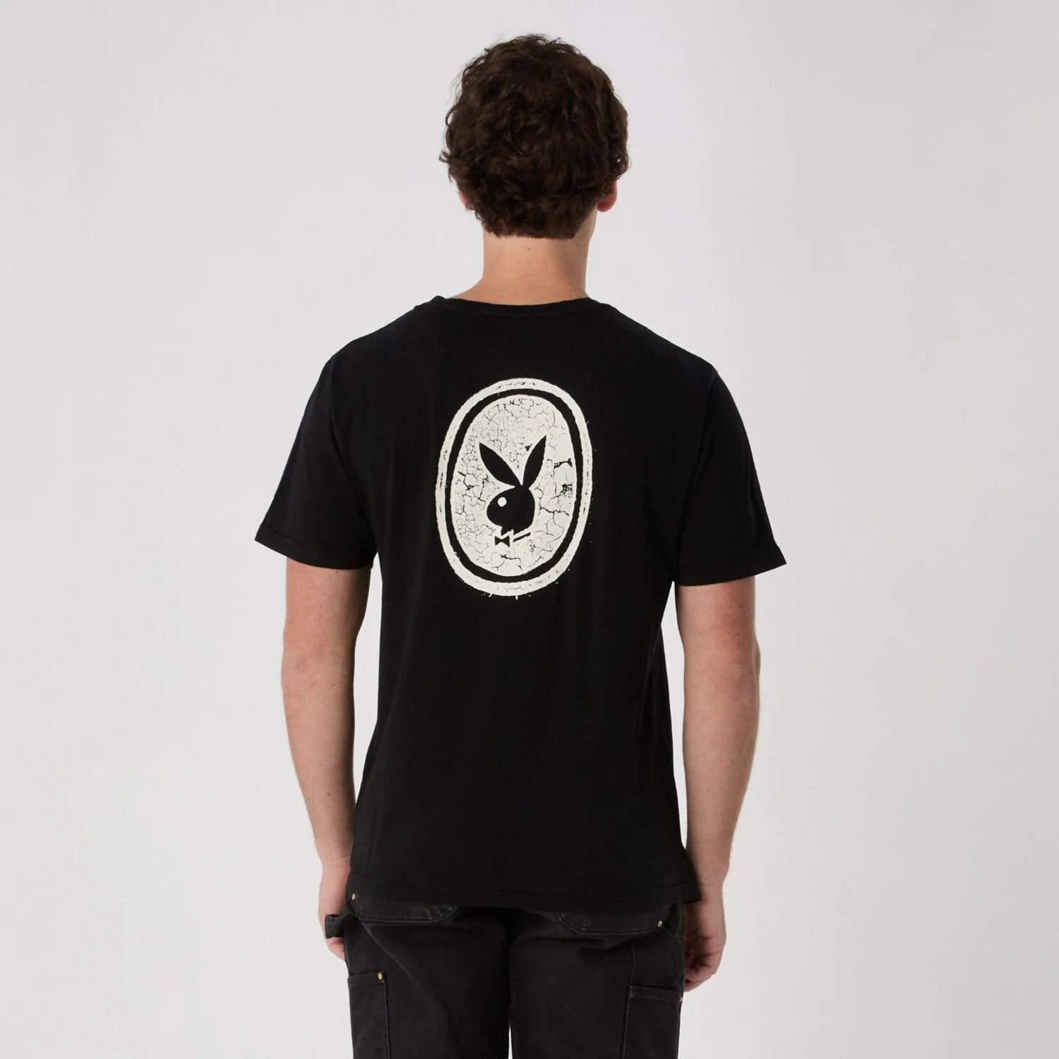 Playboy Distress Emblem Tee maglietta cotone nera vintage