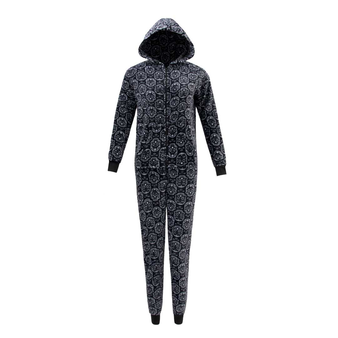 René Rofé Hooded Plush tuta pigiama pile grigia gatti S