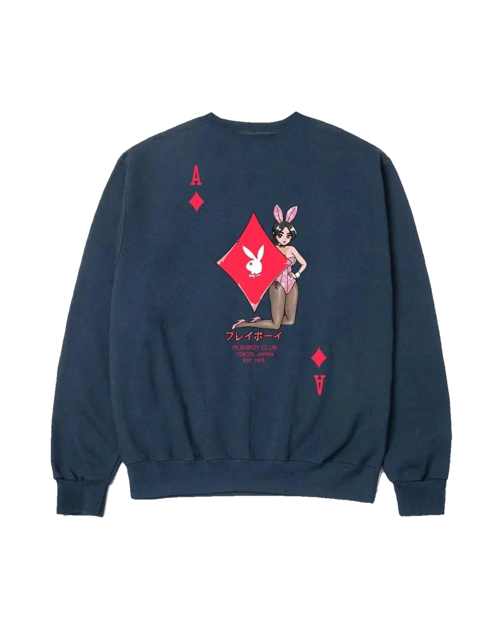 Playboy Ace of Diamonds felpa girocollo navy cotone
