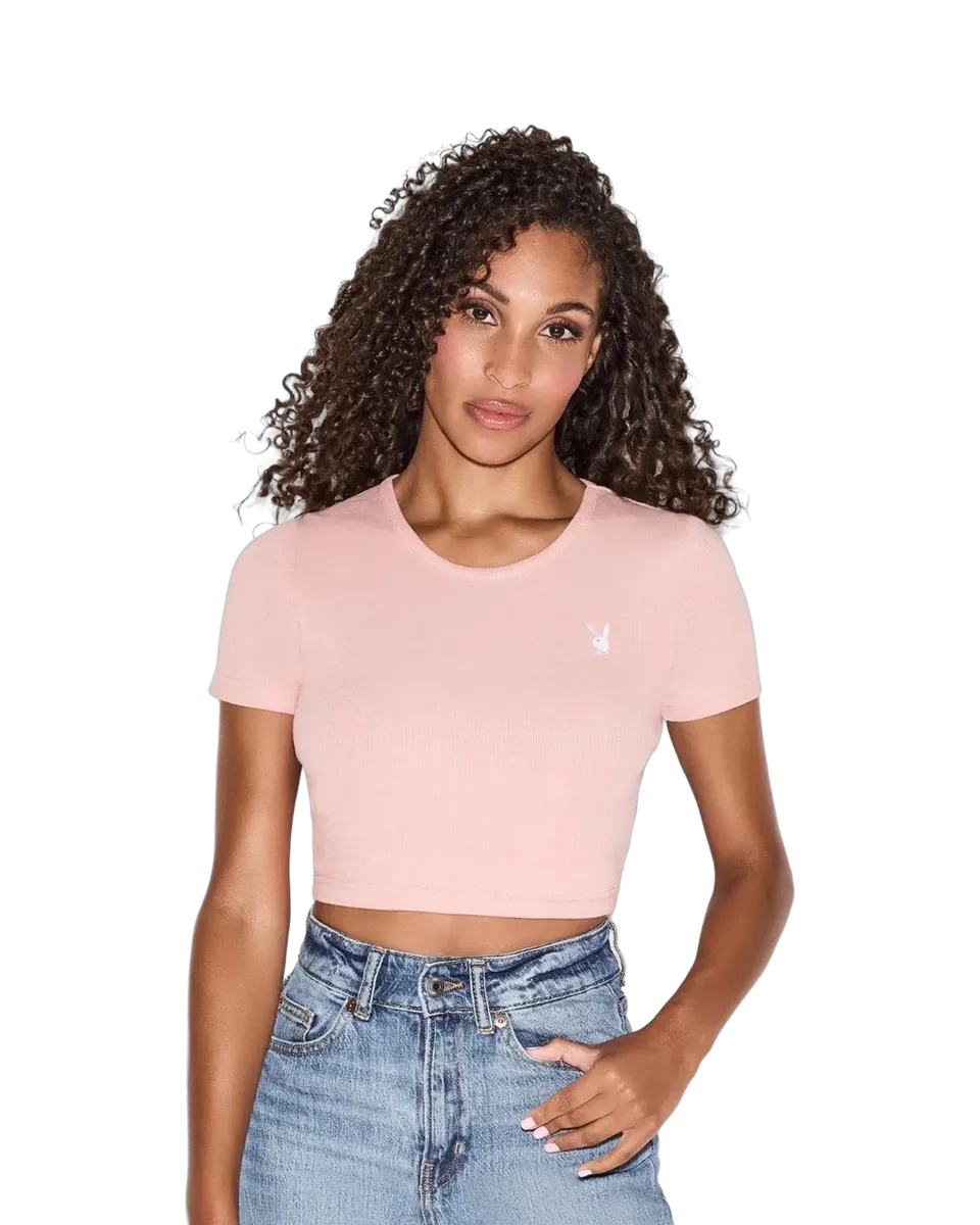Playboy Classic Logo Baby Tee baby tee rosa aderente