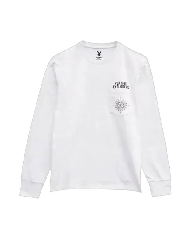 Playboy Compass maglia manica lunga bianca cotone unisex