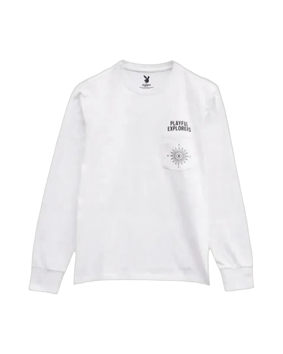 Playboy Compass maglia manica lunga bianca cotone unisex