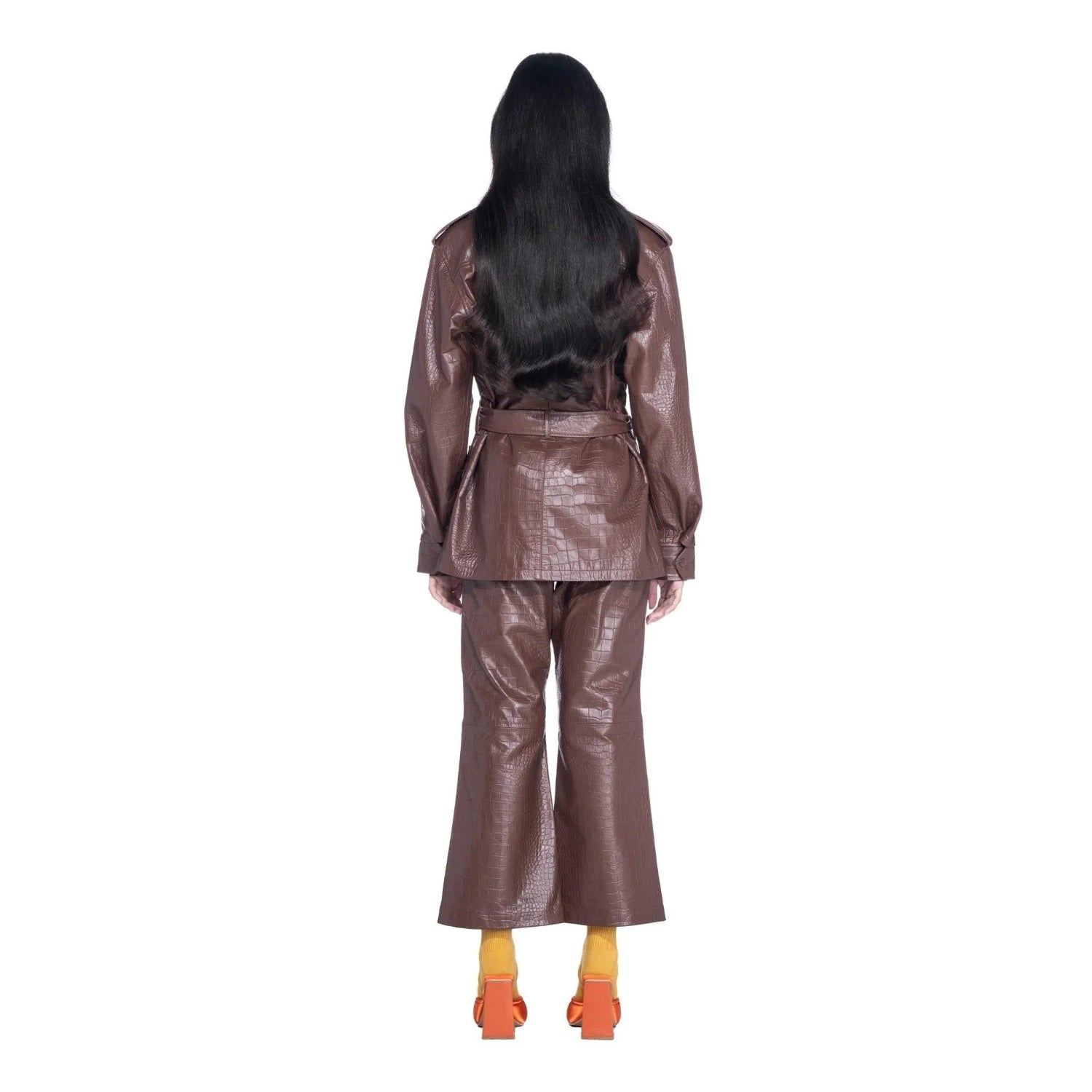 Playboy Safari Giacca Pelle Cioccolato Effetto Coccodrillo