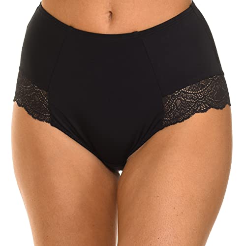 DIM EcoDim Slip Vita Alta Donna XXL Nero Cotone Pizzo