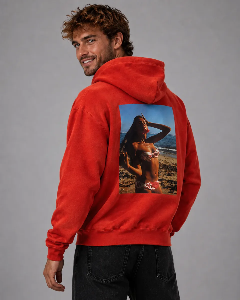 Playboy Enjoy hoodie felpa cappuccio rossa pile