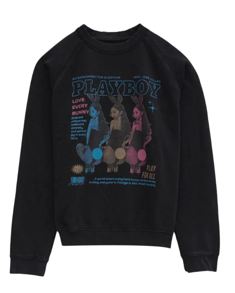 Playboy Triplets felpa bianca girocollo cotone