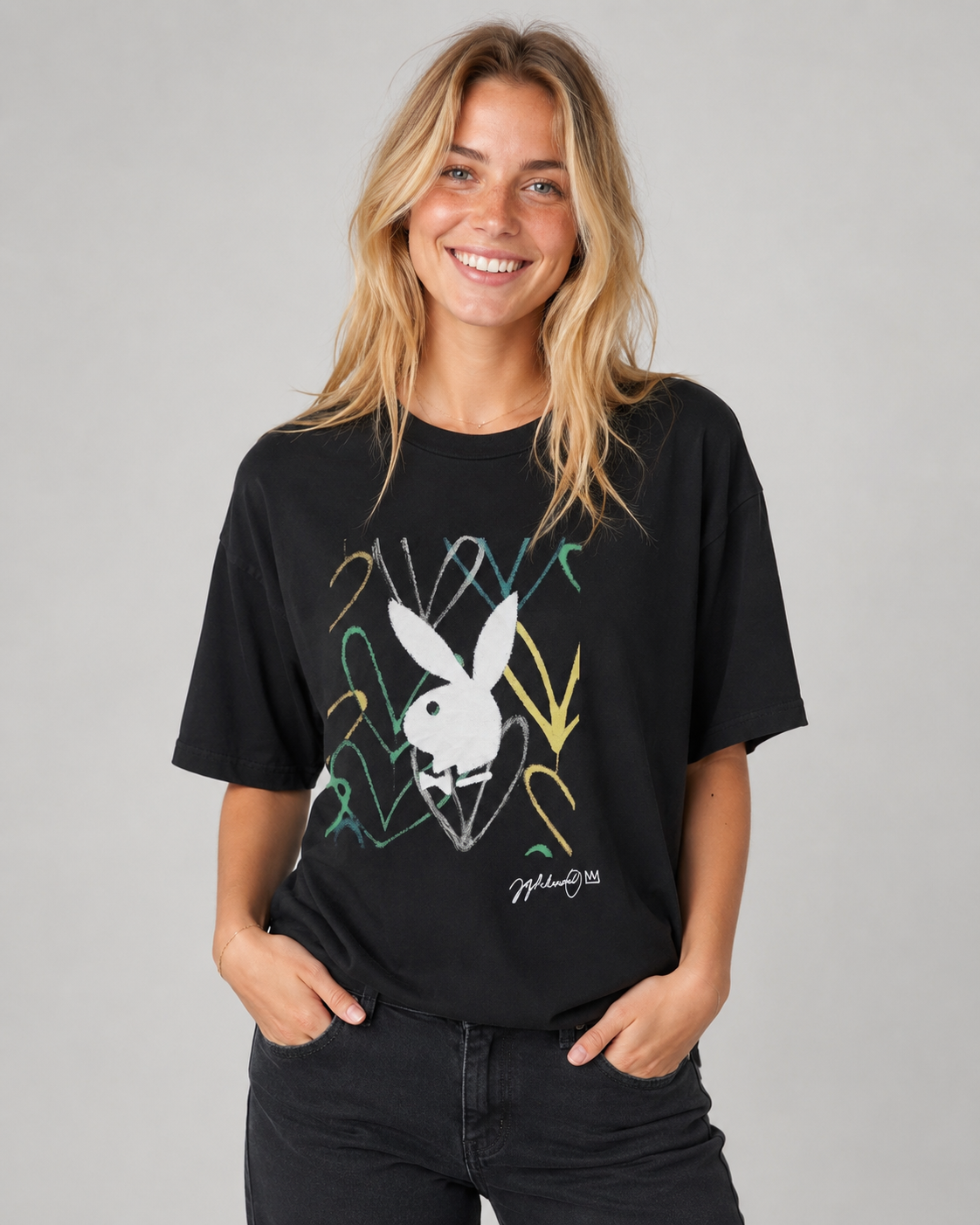 Playboy Street RHD t-shirt nera unisex grafica