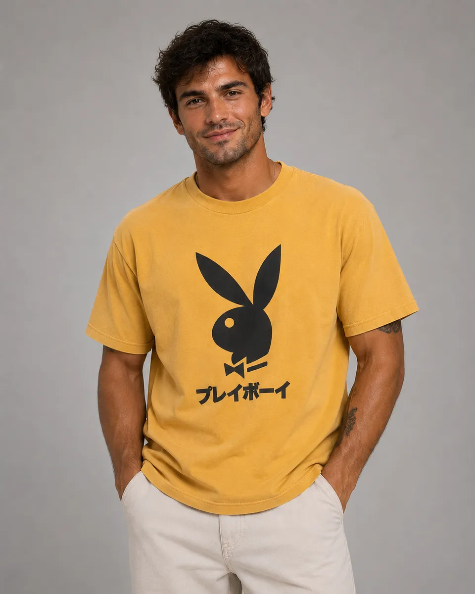 Playboy Japanese Rabbit Head t-shirt cotone nera unisex