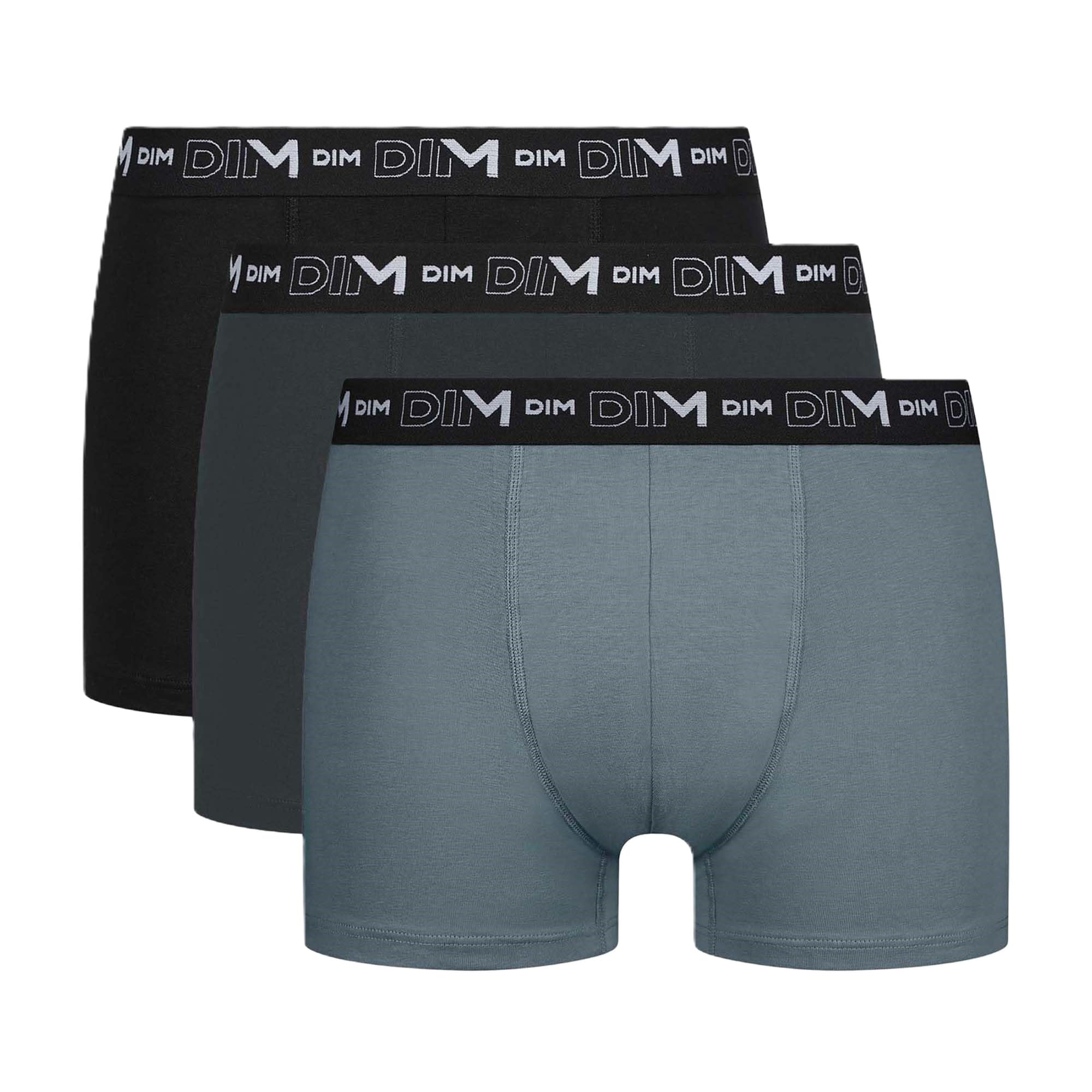 DIM boxer uomo M verde blu cotone elasticizzato x3