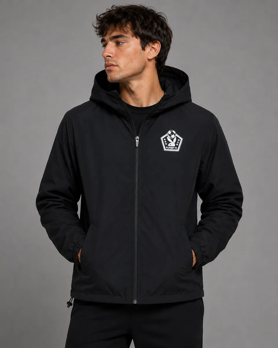 Playboy FC Windbreaker giacca antivento nera leggera