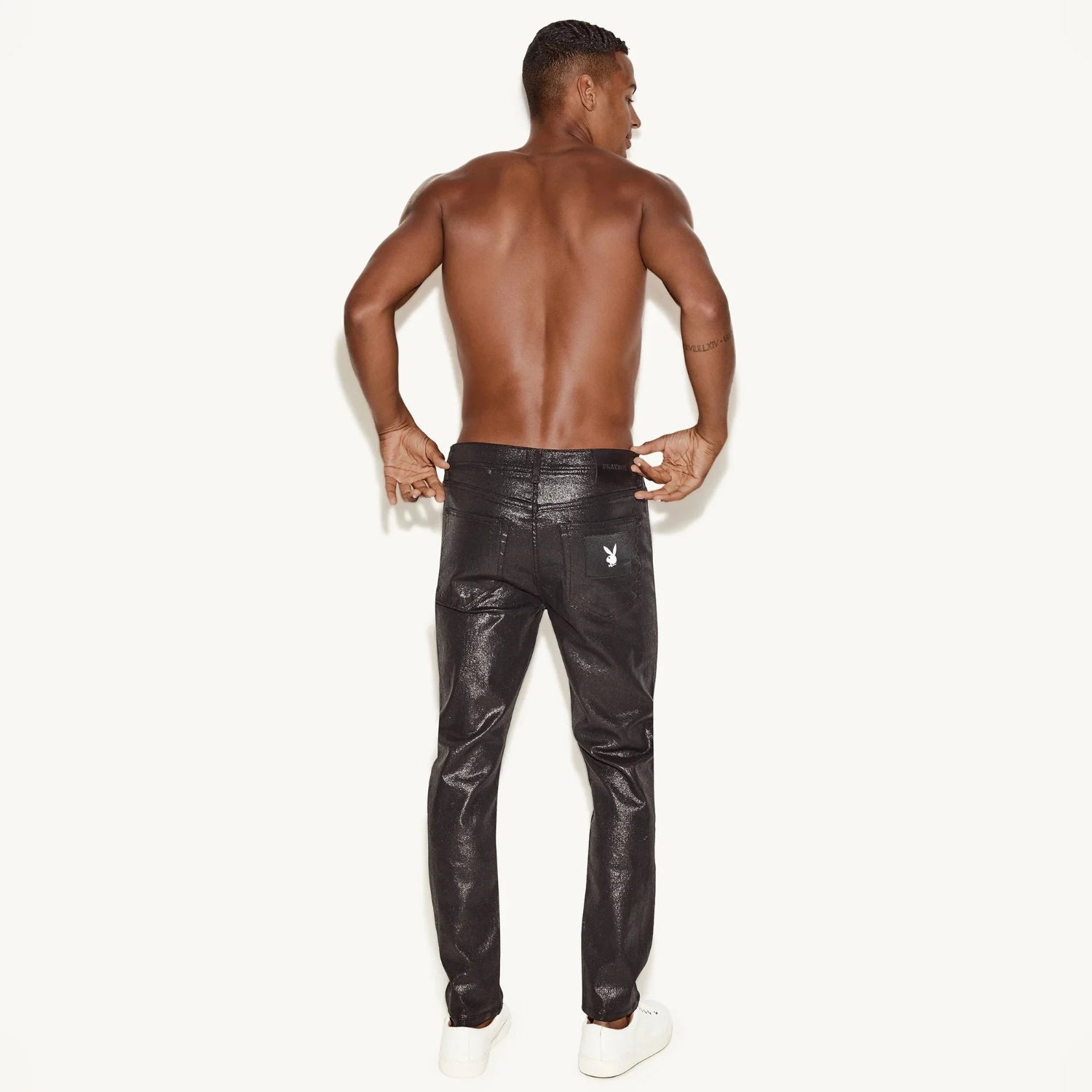Playboy Skinny Jean Waxed Denim jeans skinny nero lucido