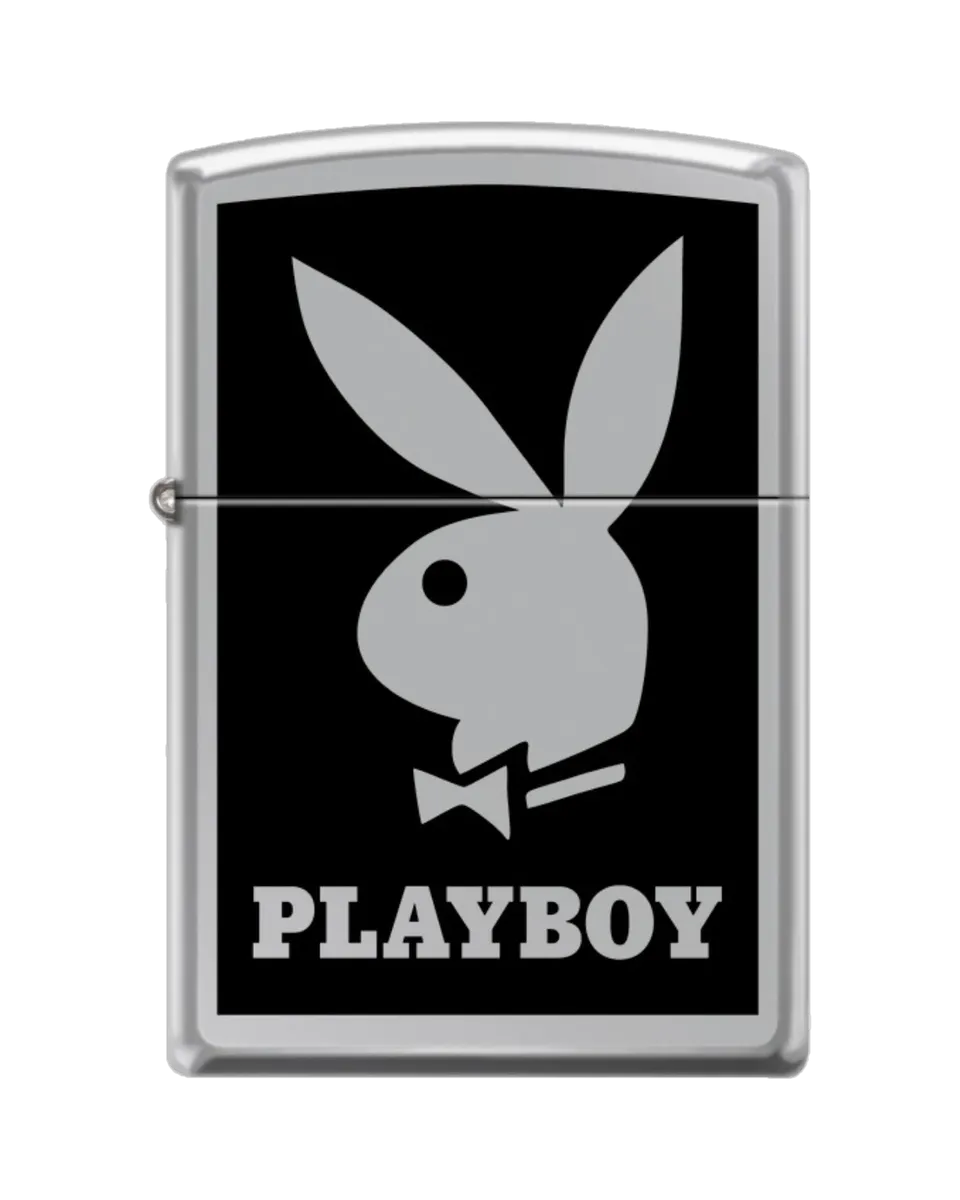 Playboy Black Logo Zippo accendino argento antivento