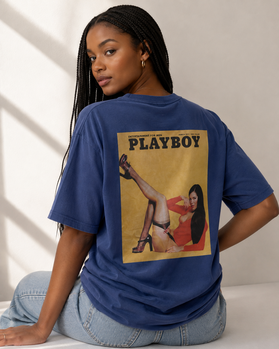 Playboy Pamela Cover t-shirt blu navy cotone
