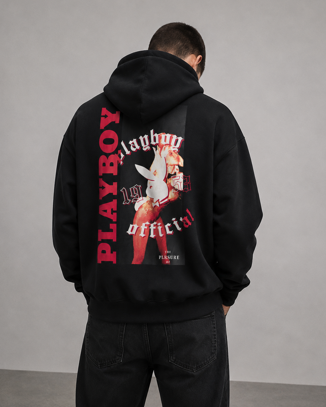 Playboy Bunny Hoodie felpa cappuccio grigia