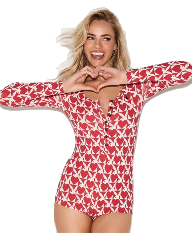 Playboy Slumber Party tutina rossa modal manica lunga