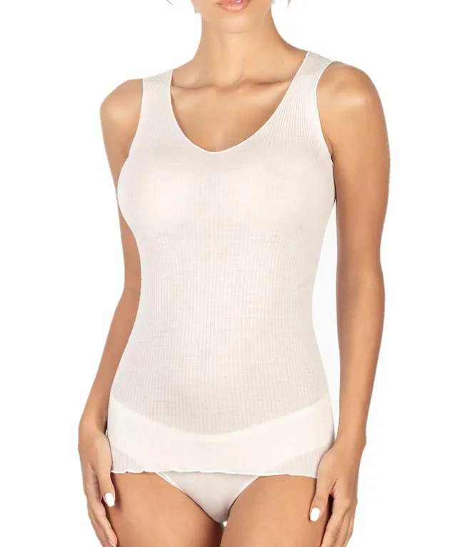 Egi Canotta Donna Spallina Larga S-M bianco lana e seta
