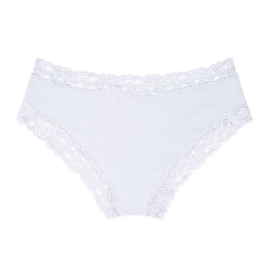 René Rofé Cotton Lace Hipster mutanda pizzo bianco cotonoso