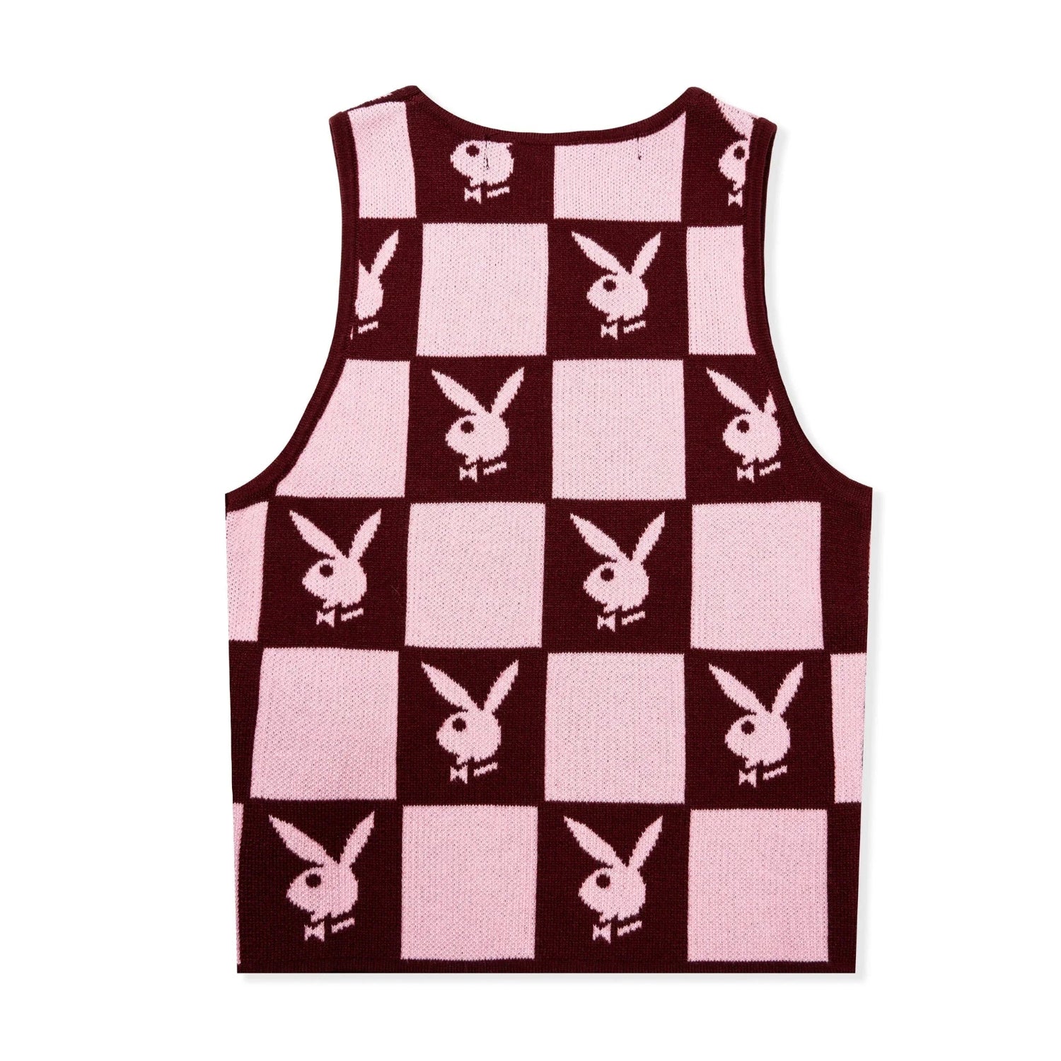 Playboy Checkerboard gilet donna cropped bordeaux maglia