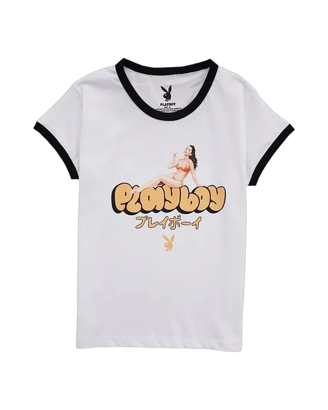 Playboy Retro Bunny ringer t-shirt bianca vintage