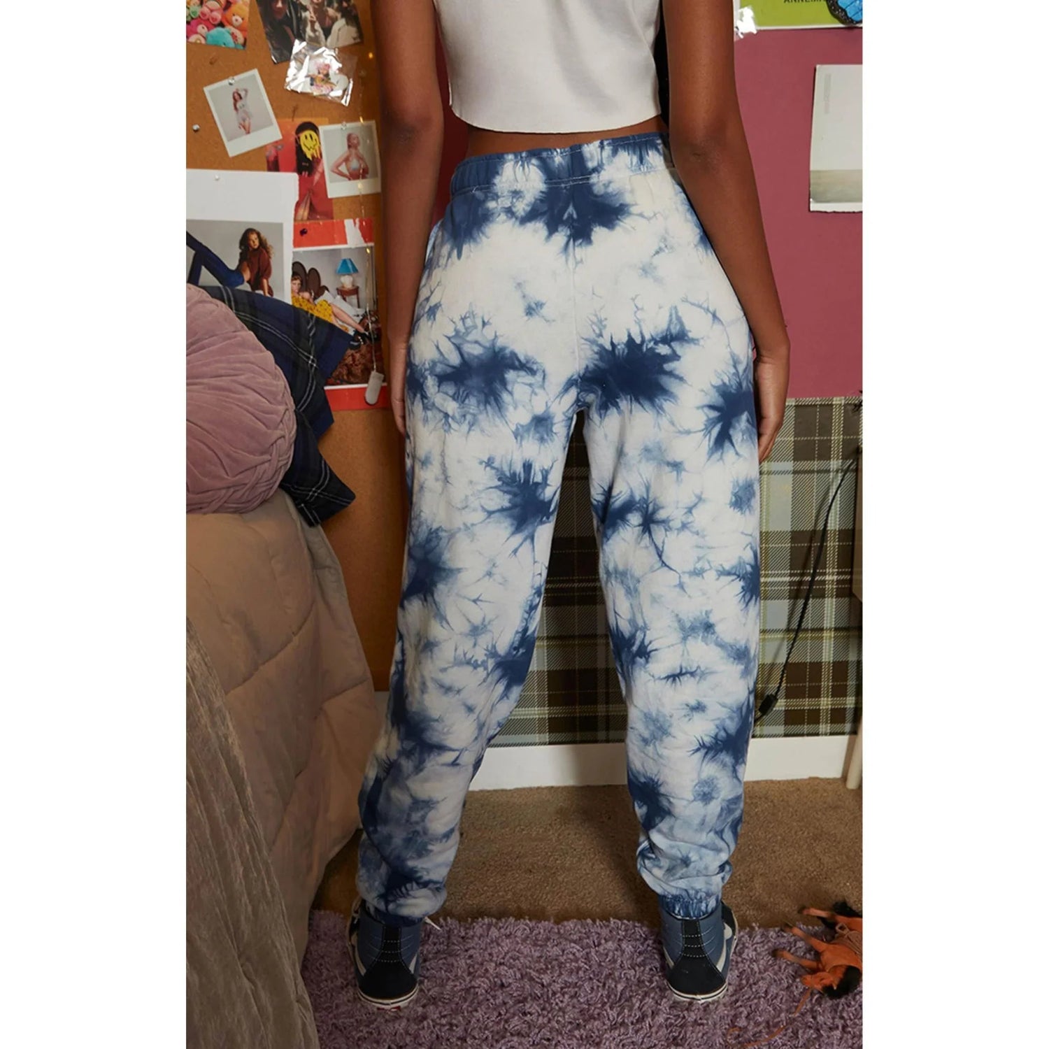 Playboy Crystal Tie-Dye Pantaloni tuta blu relaxed
