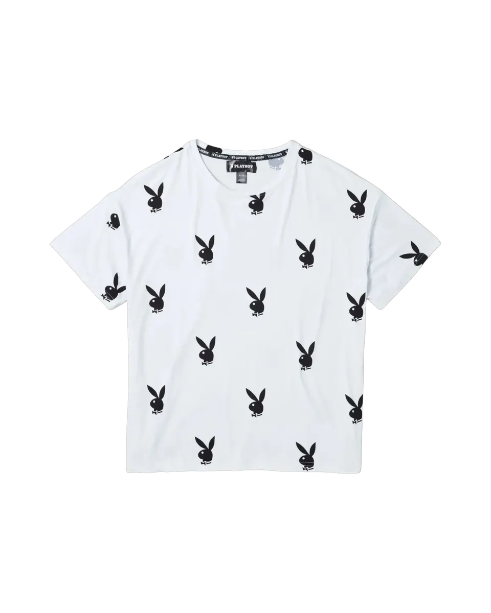 Playboy All Over Bunny t-shirt bianca baggy