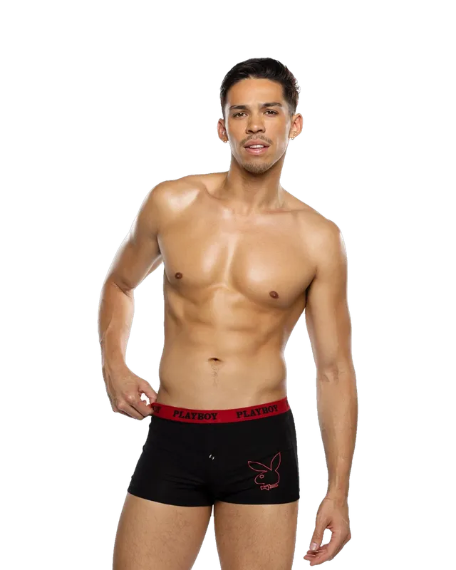 Playboy Tuxedo Modal boxer uomo nero rosso