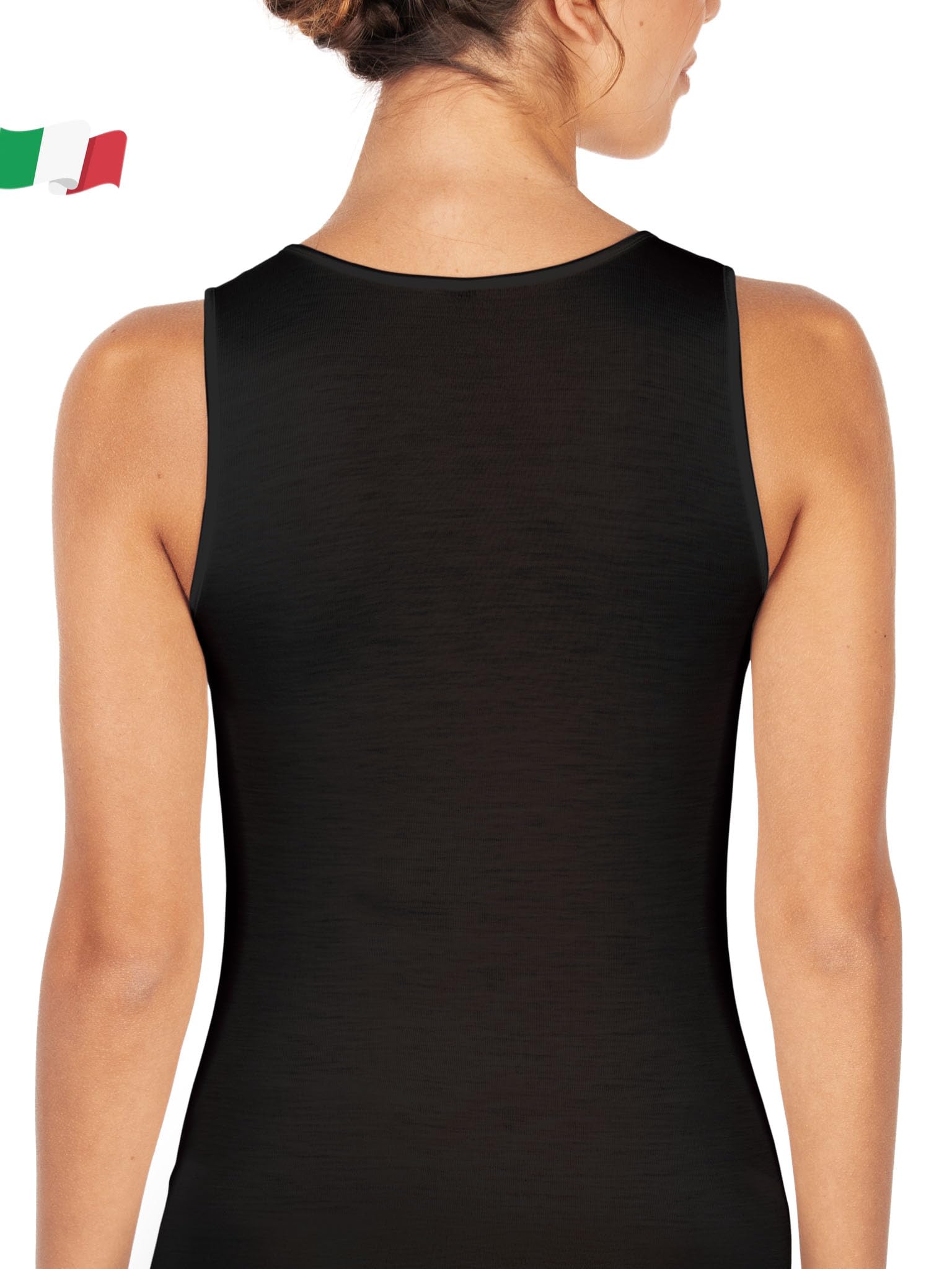 EGI 141 canotta donna spalla larga bianca lana seta
