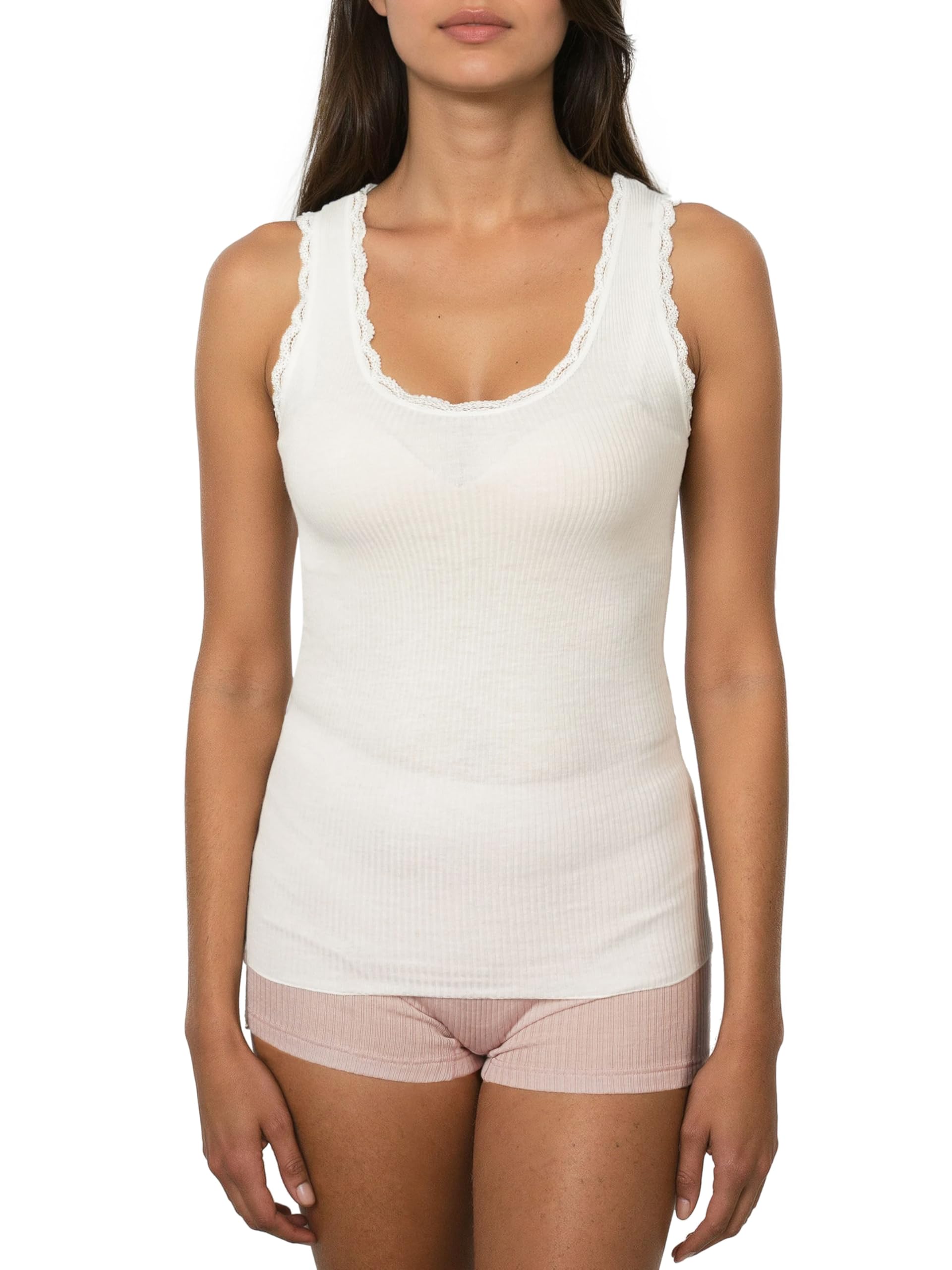 Egi 5111 canotta spalla larga modal cashmere pizzo