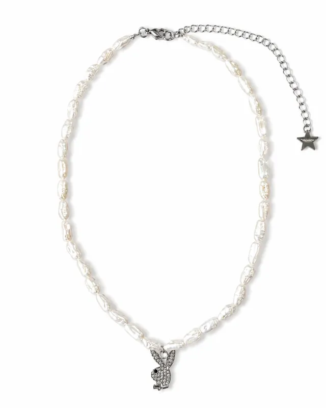 Playboy Dalmata Pearl collana perle argento regolabile