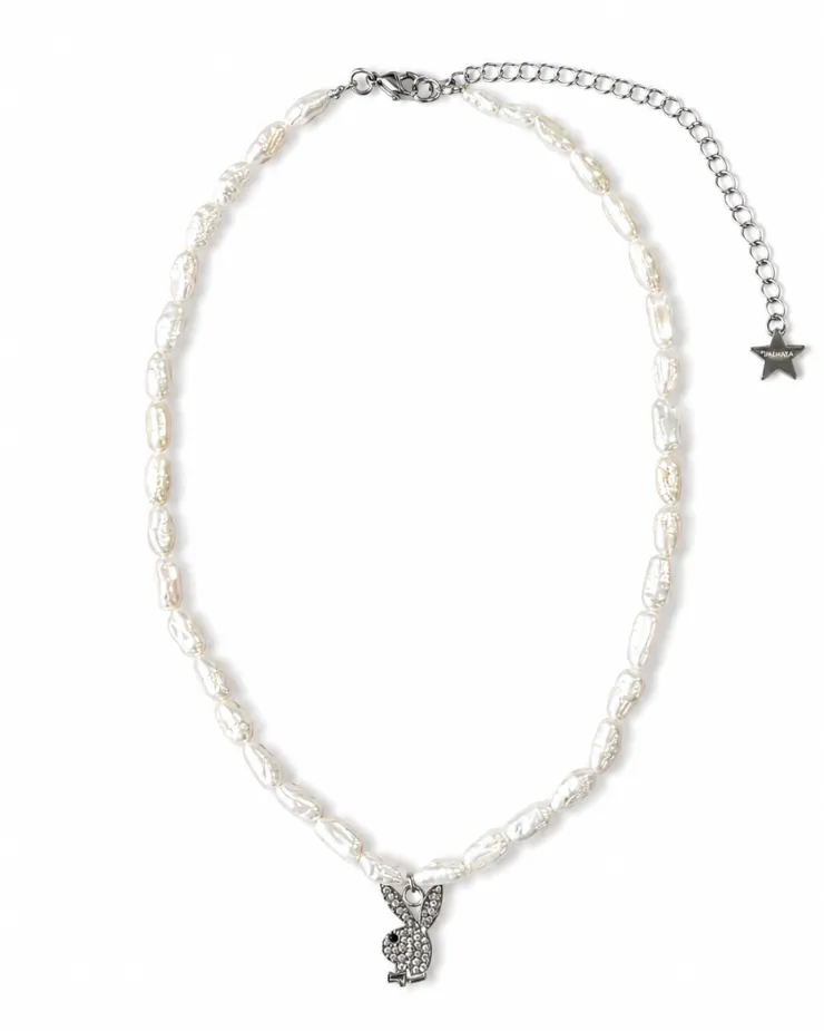 Playboy Dalmata Pearl collana perle argento regolabile