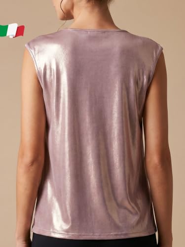 Egi 5065 top donna lurex spalla larga scollo anello