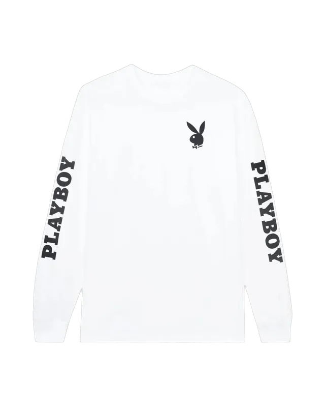 Playboy Masthead maglia maniche lunghe bianca cotone