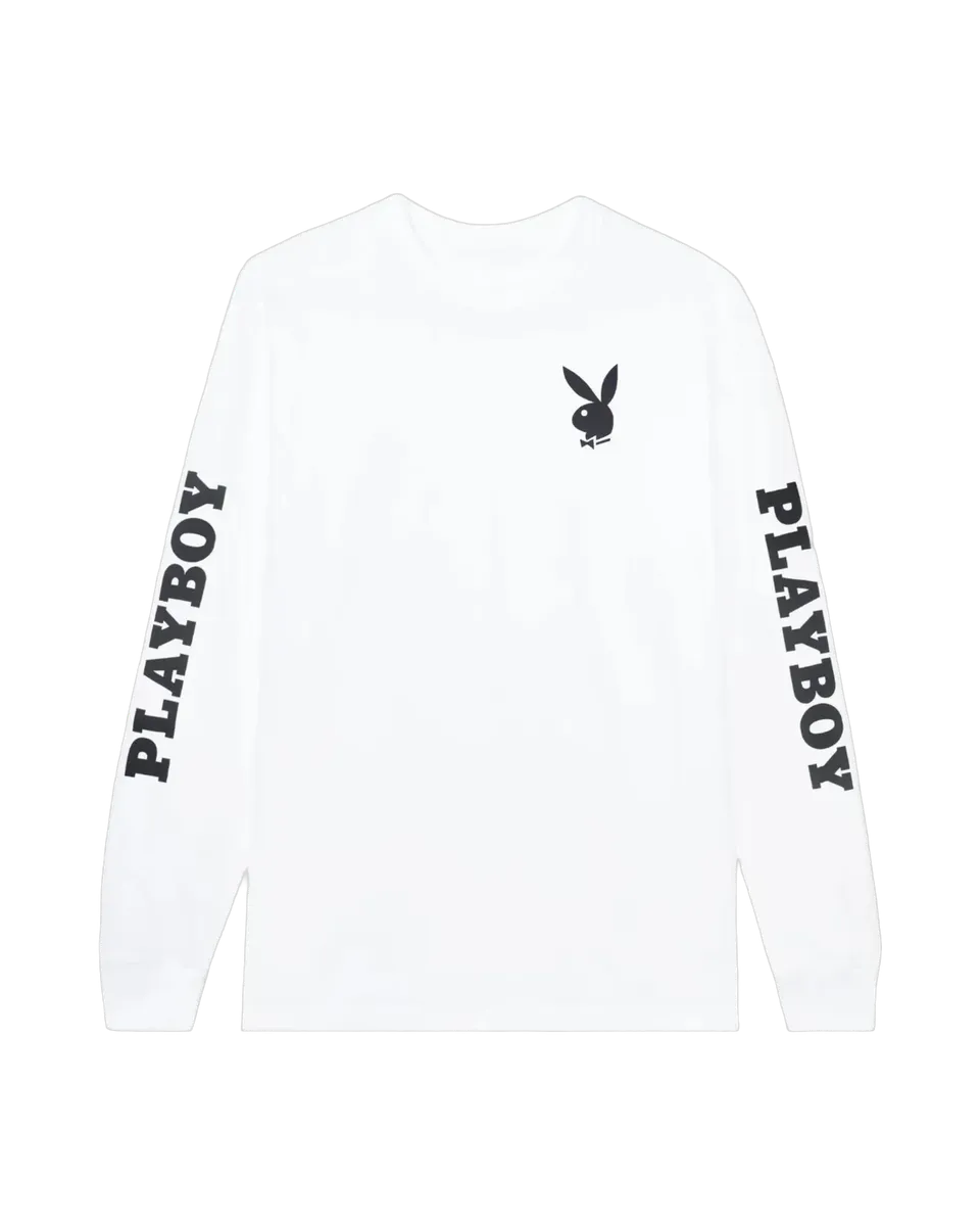 Playboy Masthead maglia maniche lunghe bianca cotone
