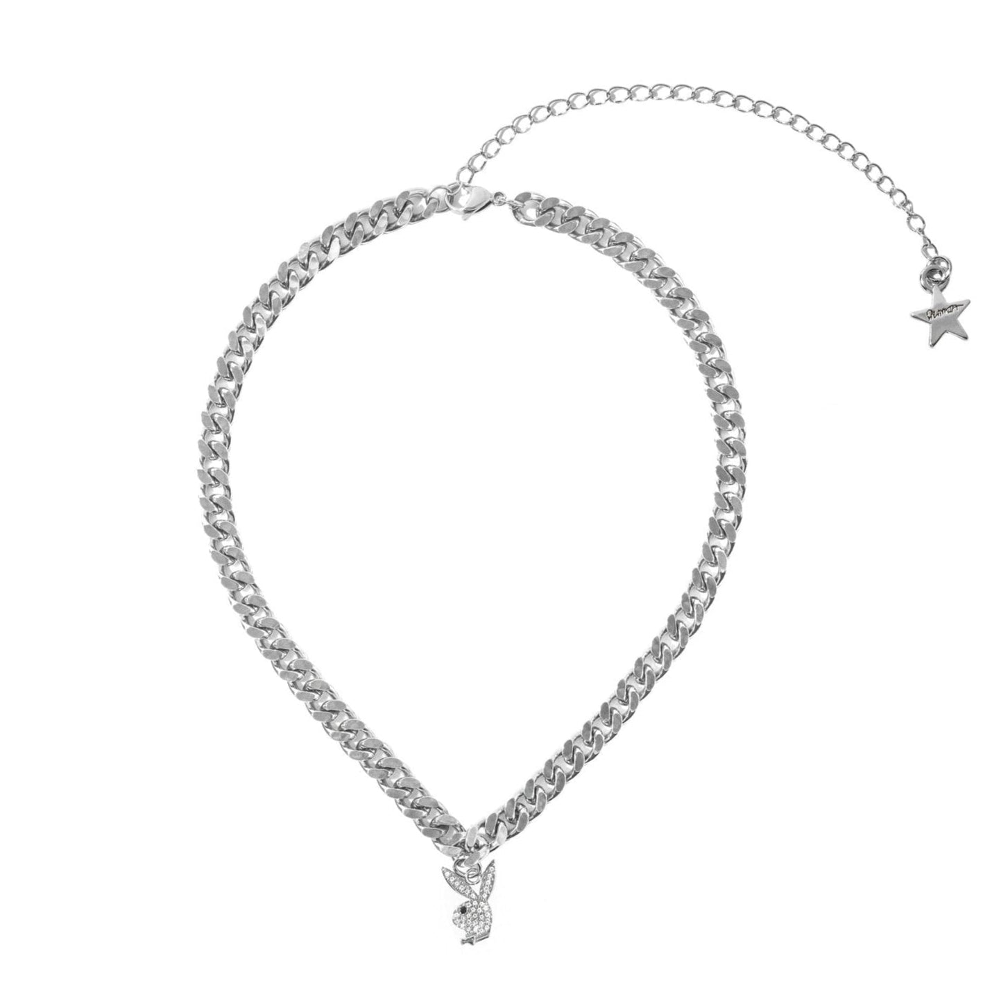 Playboy Dalmata Rabbit Head collana choker acciaio cristalli