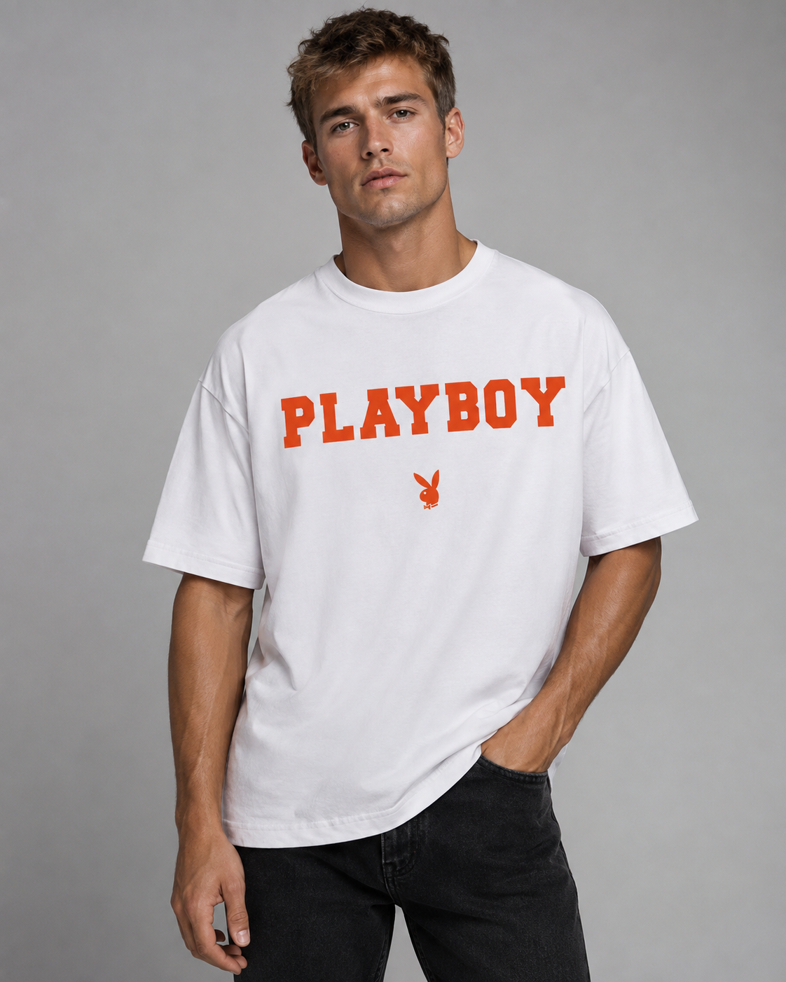 Playboy Bunny Flocking t-shirt bordeaux cotone L