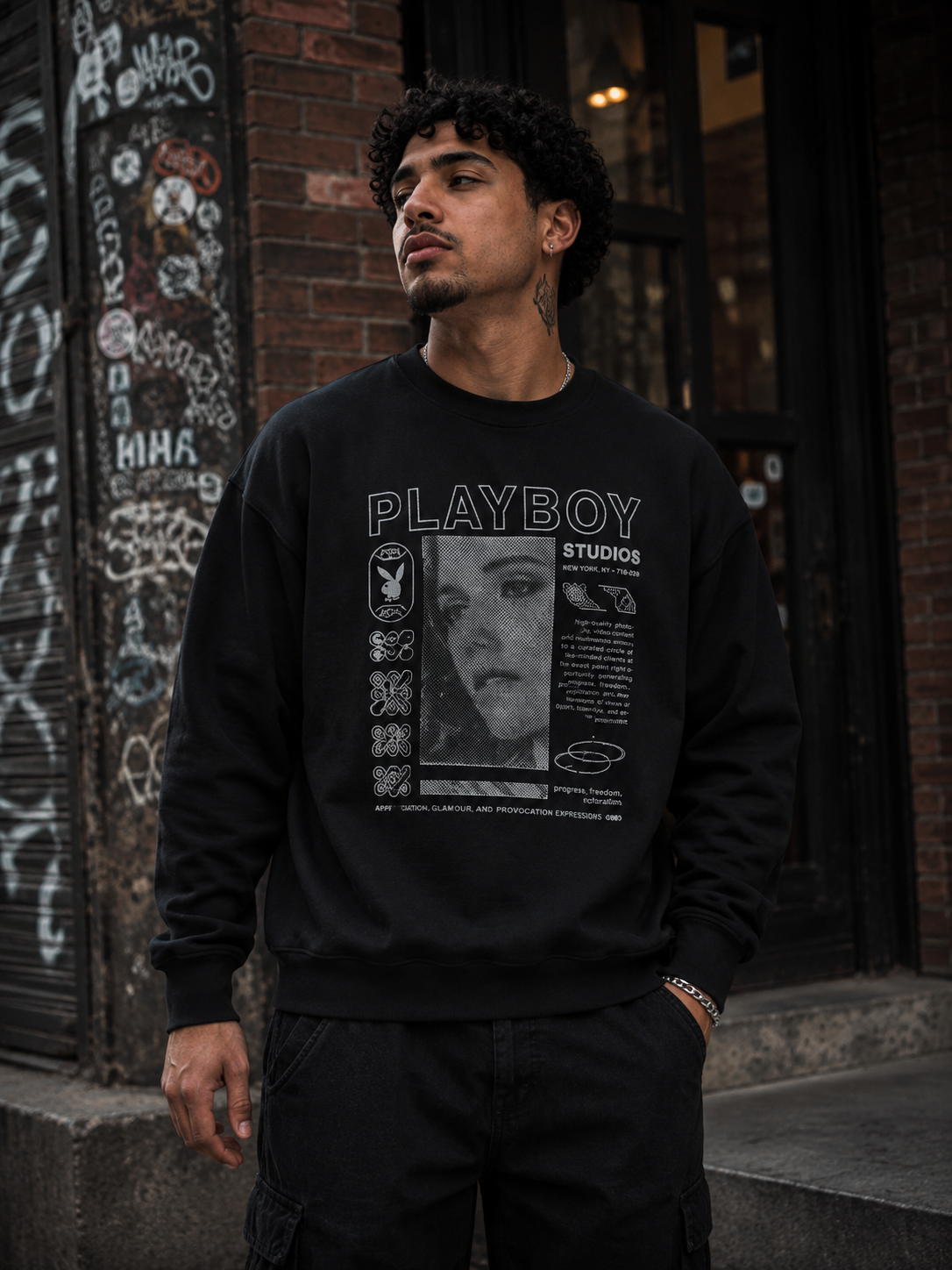 Playboy Freedom felpa girocollo boxy unisex cotone