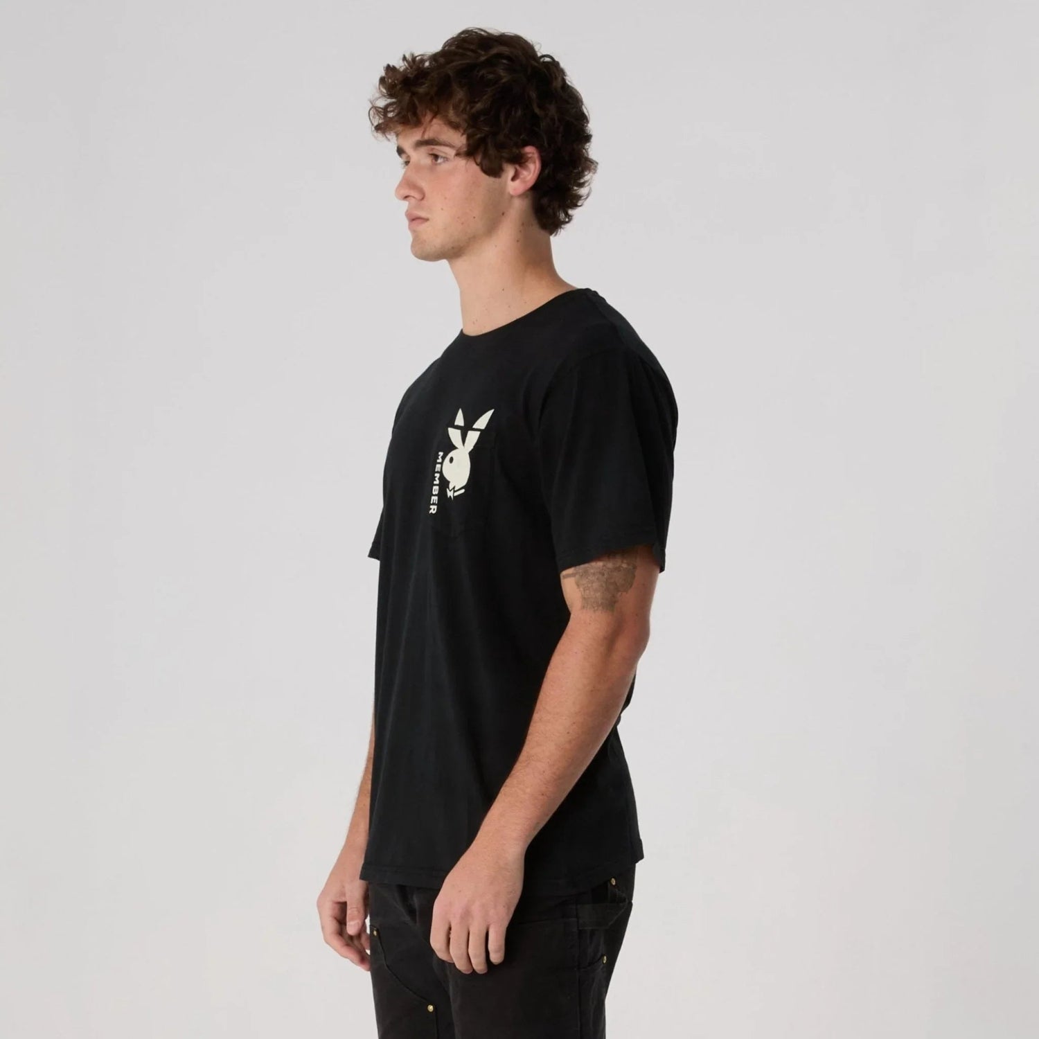 Playboy Bunny Member Pocket Tee t-shirt nera M in cotone