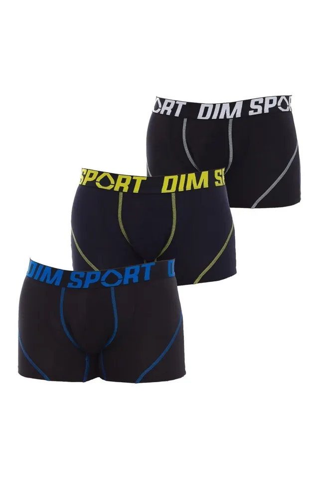 DIM Sport boxer corti uomo 3 pezzi neri cotone stretch