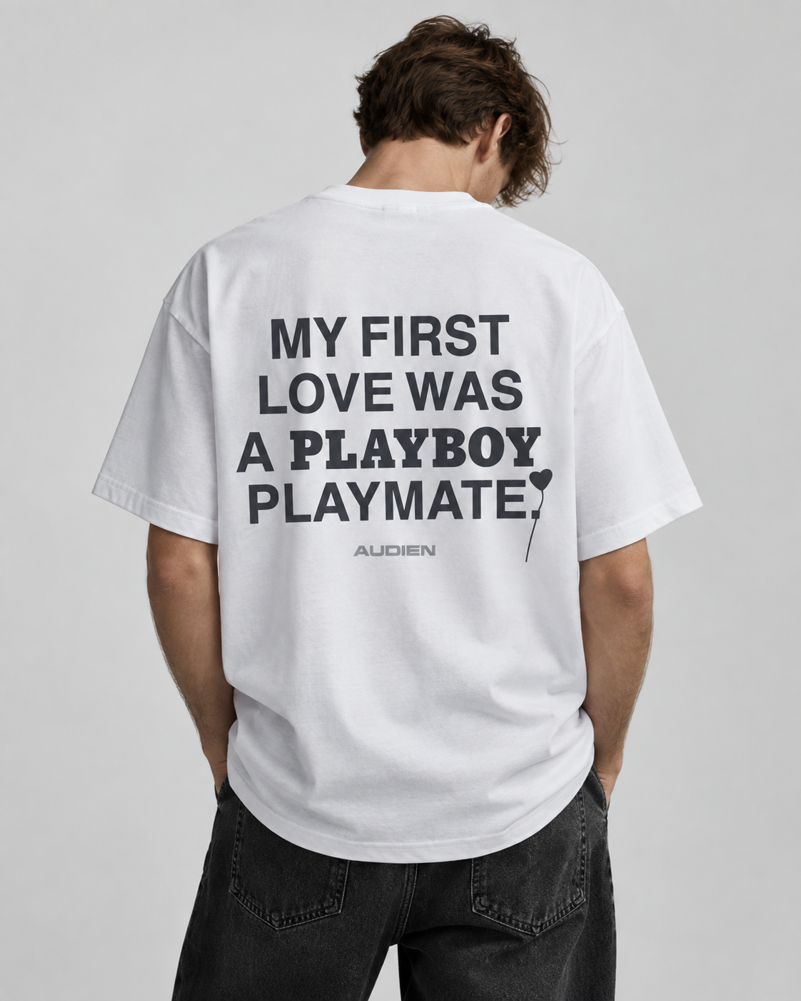 Playboy First Love t-shirt cotone bianca unisex