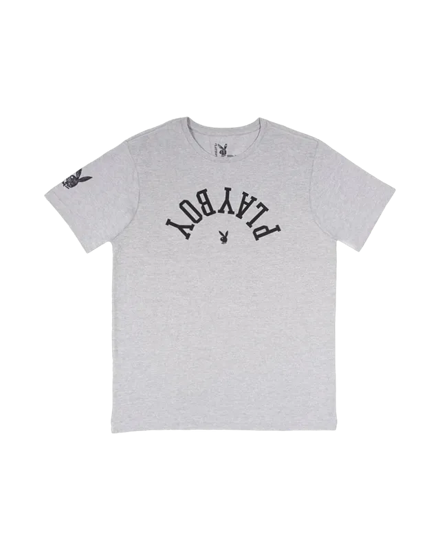 Playboy Upside Down Tee T-shirt Grigia logo rovesciato