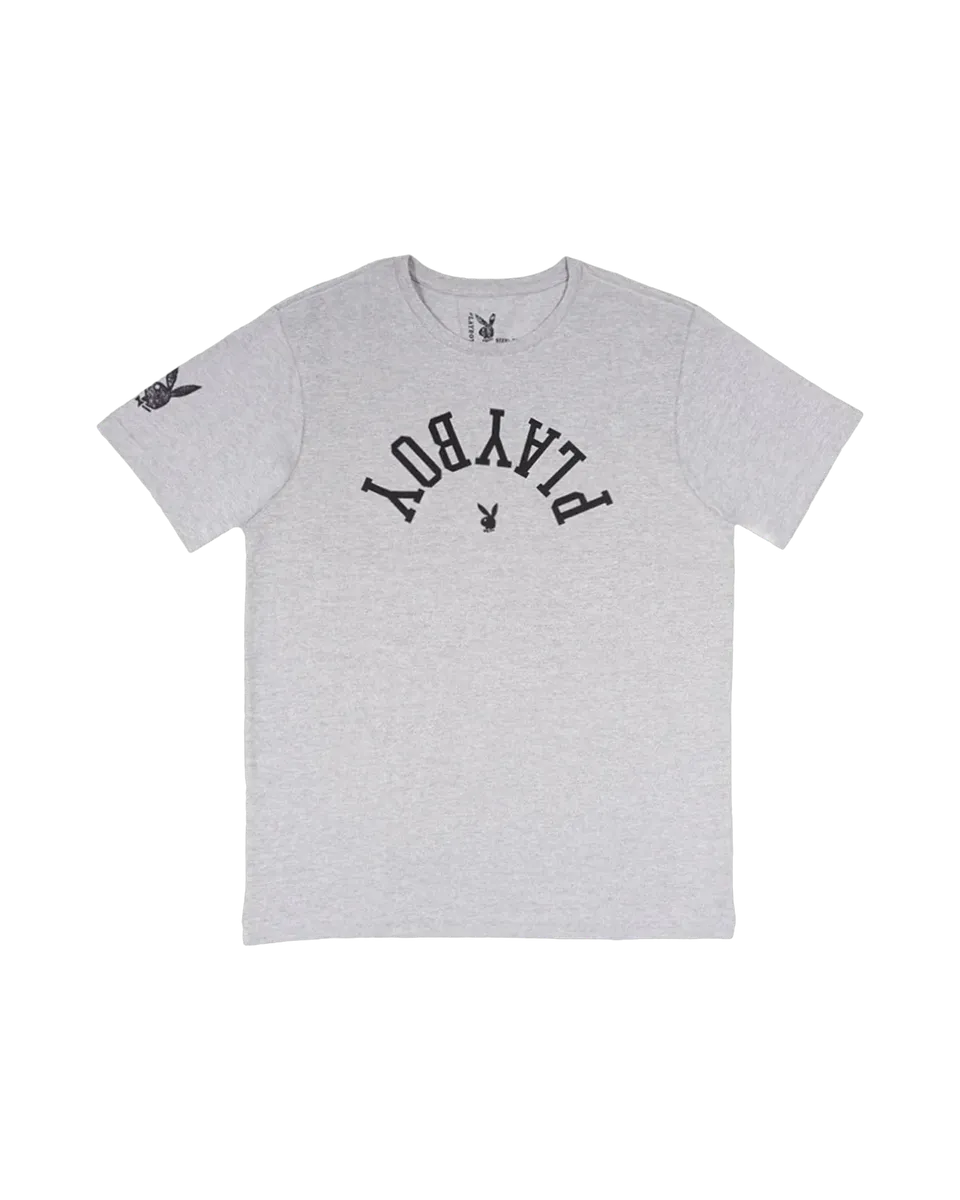 Playboy Upside Down Tee T-shirt Grigia logo rovesciato