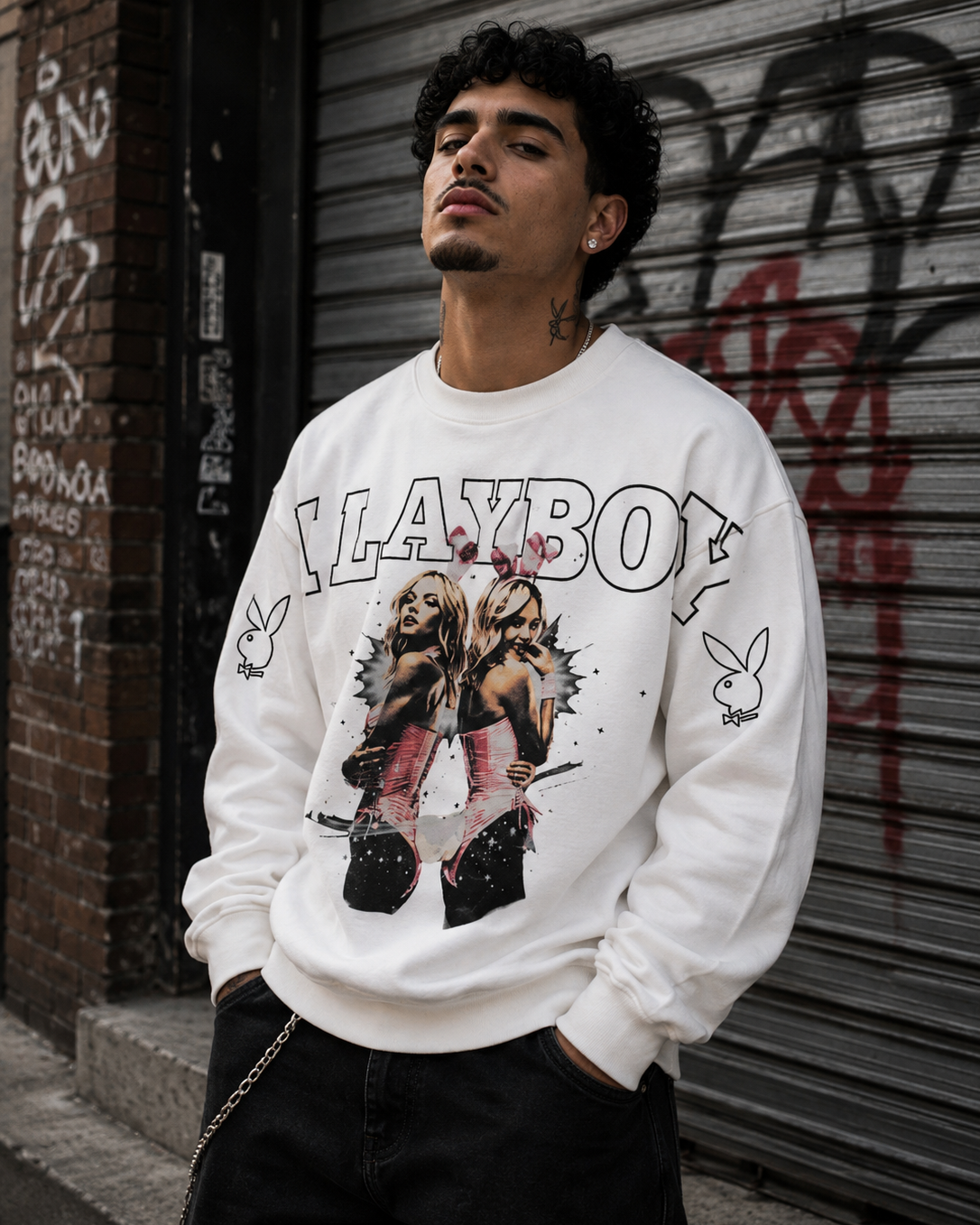 Playboy Twins Sweatshirt felpa cotone vintage black